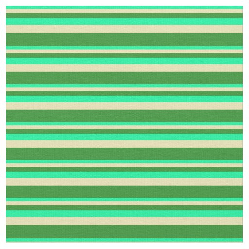 Green, Tan, and Forest Green Pattern of Stripes Fabric