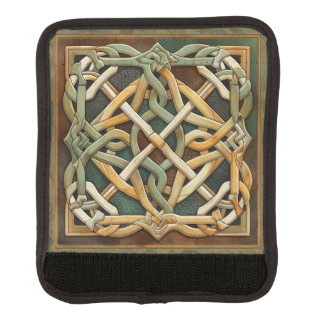 GREEN TAN BROWN IRISH CELTIC KNOTS LUGGAGE HANDLE WRAP