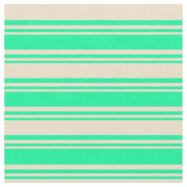 Green & Tan Colored Lines/Stripes Pattern Fabric (Close Up)