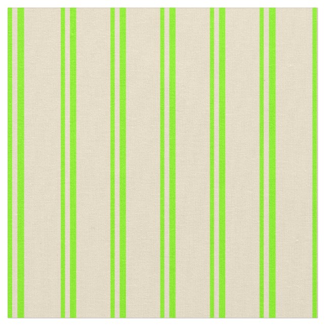 Green & Tan Colored Stripes/Lines Pattern Fabric (Close Up)