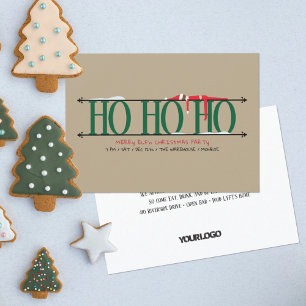 Green & Tan Elf Shenanigans Staff Christmas Party Invitation