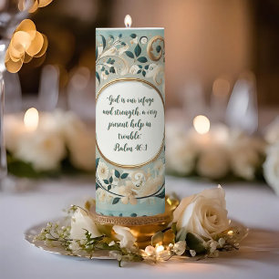 Green Tan Frame Customizable Verse Pillar Candle