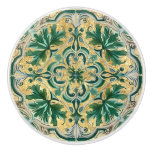 Green Tan Gold Look Talavera Azulejo Tile Ceramic Knob