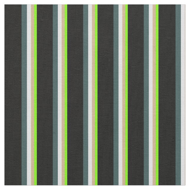Green, Tan, Lavender, Dark Slate Gray, and Black Fabric (Close Up)