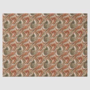Green Tan Orange Marble Tissue Paper