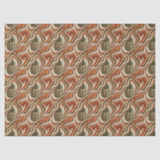 Green Tan Orange Marble Tissue Paper (Front)