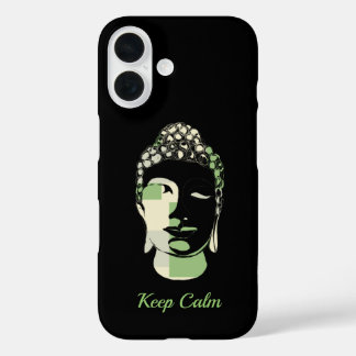 Green & Tan Squares hand drawn buddha silhouette iPhone 16 Case