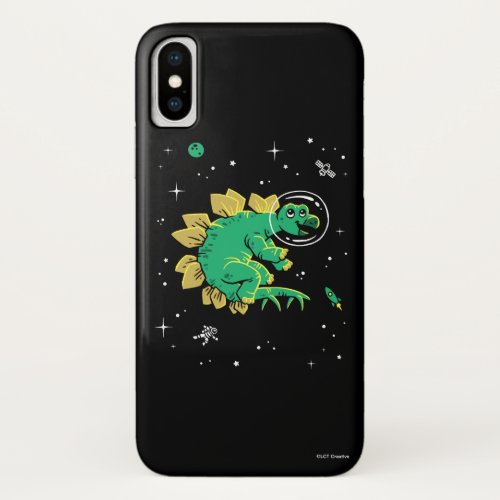 Green Tan Stegosaurus Dinos In Space iPhone X Case
