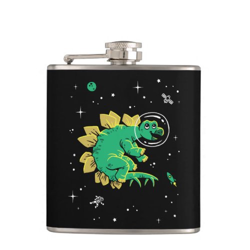 Green Tan Stegosaurus Dinos In Space Flask