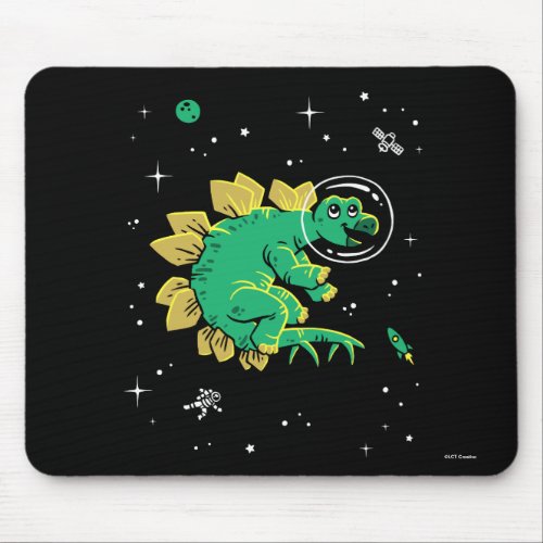 Green Tan Stegosaurus Dinos In Space Mouse Pad