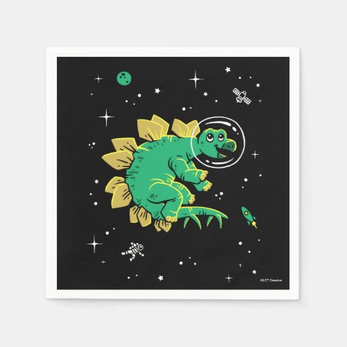 Green Tan Stegosaurus Dinos In Space Napkins