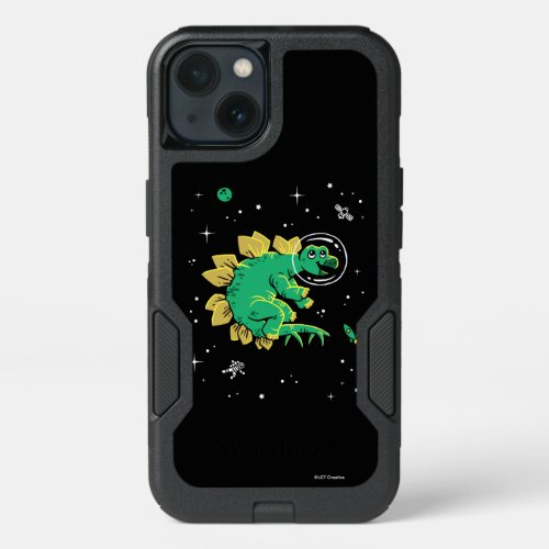 Green Tan Stegosaurus Dinos In Space iPhone 13 Case