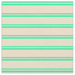 [ Thumbnail: Green & Tan Striped/Lined Pattern Fabric ]