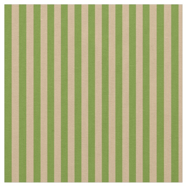 Green & Tan Stripes/Lines Pattern Fabric (Close Up)