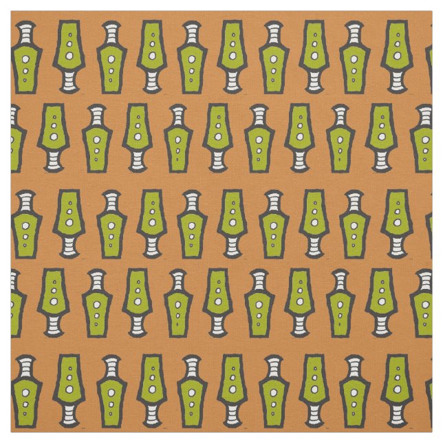 Green, Tan, White, Black Abstract Tribal Design Fabric (Swatch)