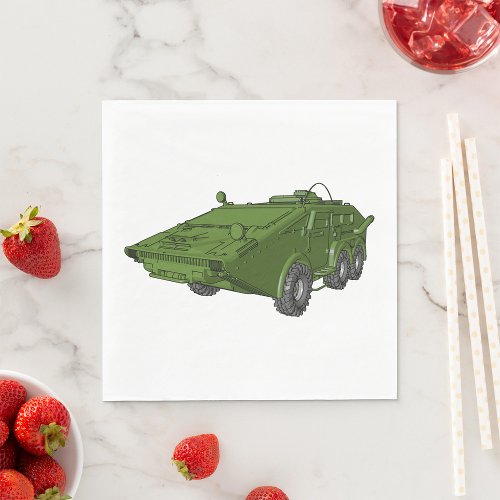 Green Tank Military Vehicle Napkins