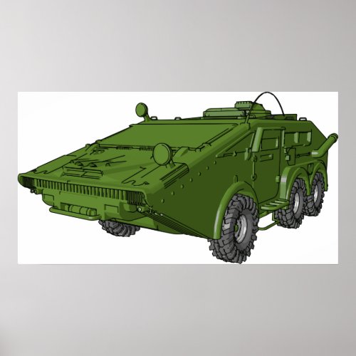 Green Tank Military Vehicle Poster