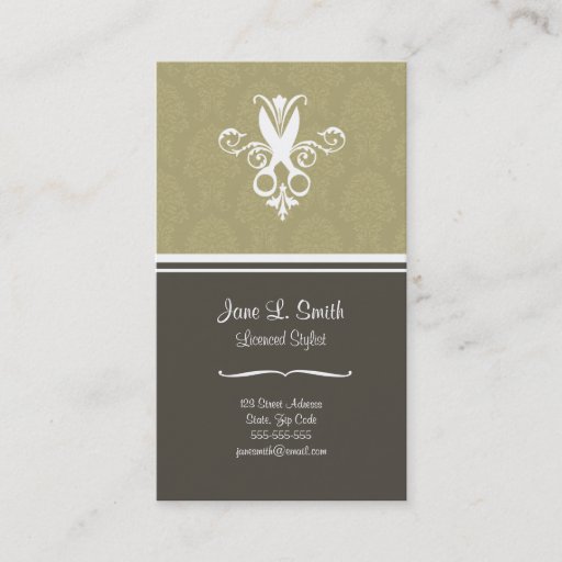Customizable Green Tapestry Scissors Business Card
