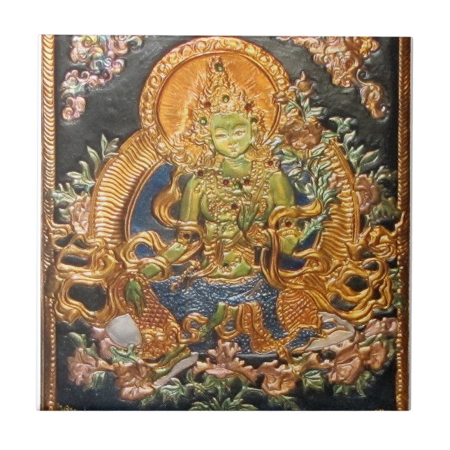 GREEN TARA BUDDHIST DEITY TILE (Front)