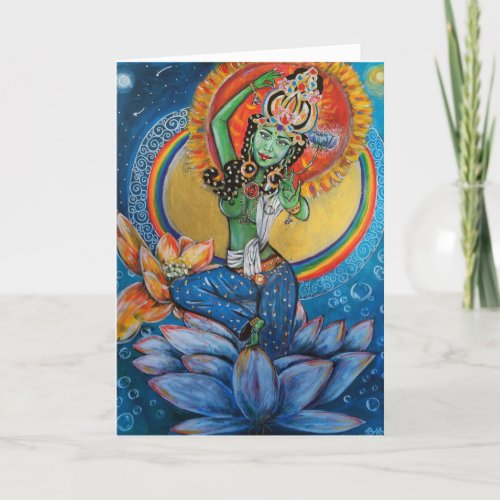 Green Tara Goddess Blessings Love Peace Mantra Art Thank You Card