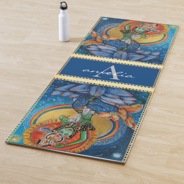 Green Tara Goddess Name Monogram Om Meditation Yoga Mat (In Situ)