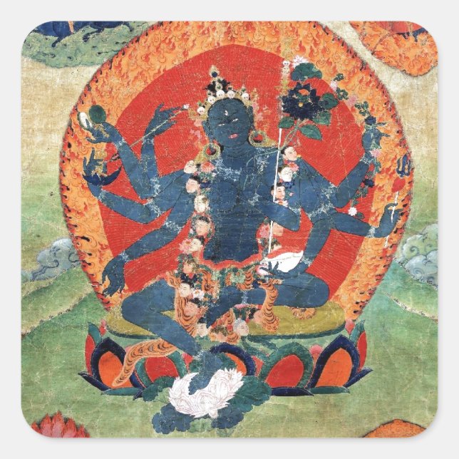 Green Tara Goddess Square Sticker (Front)