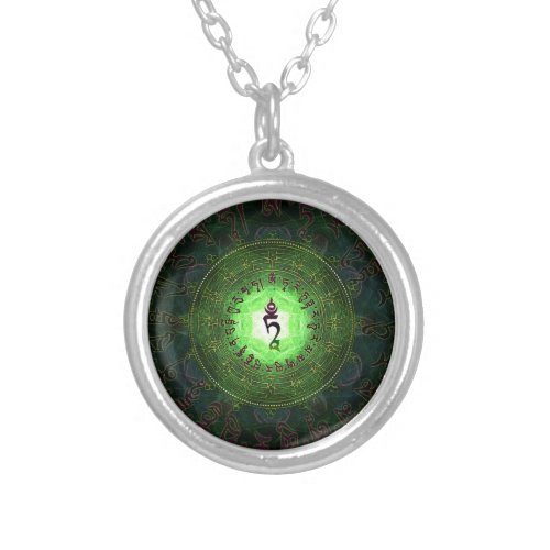 Green Tara _ Protection from dangers and suffering Silver Plated Necklace