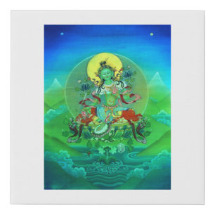 Green Tara - The female Boddhisatva Faux Canvas Print