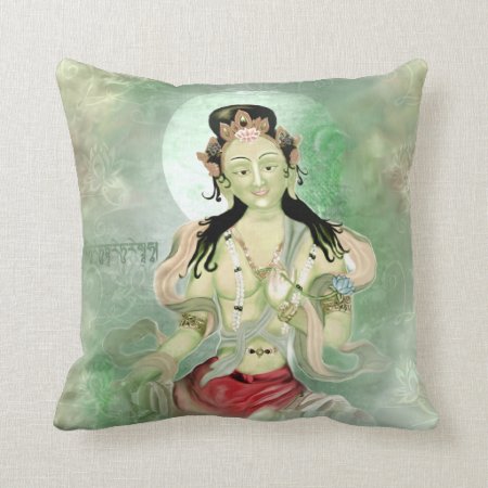 Green Tara Throw Pillow