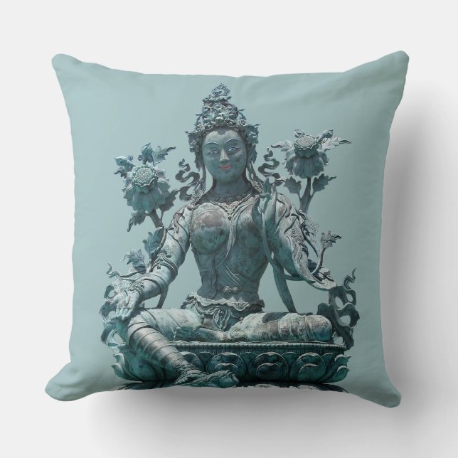 Green Tara Throw Pillow (Front)