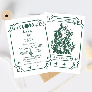 green tarot Goth save the date wedding Invitation
