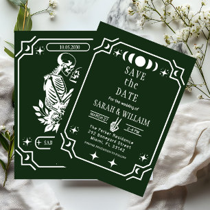 green tarot Goth save the date wedding Invitation