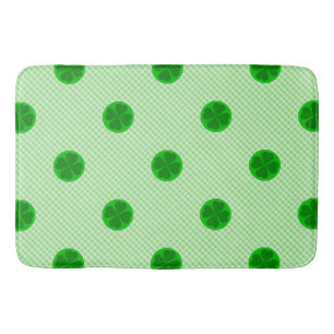 Green Tartan and Lucky Shamrock Pattern Bathroom Mat