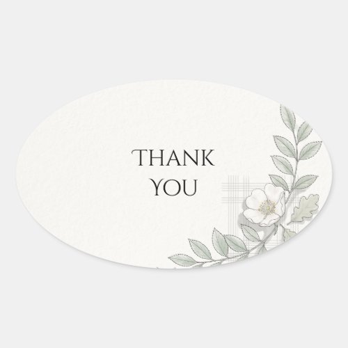 Green Tartan Botanical Wedding Thank You Sticker