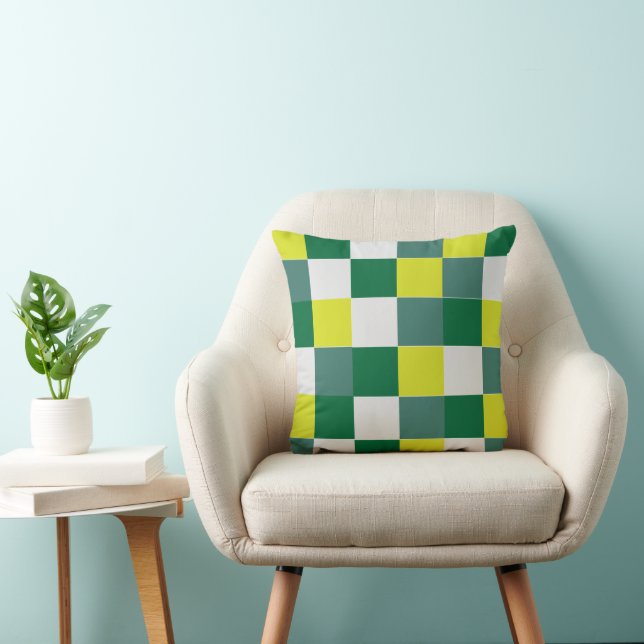 Green Tartan Check Pattern Throw Pillow (Chair)