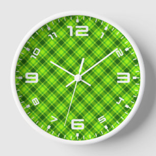 Green Tartan Checkered Plaid Pattern-57578 Clock