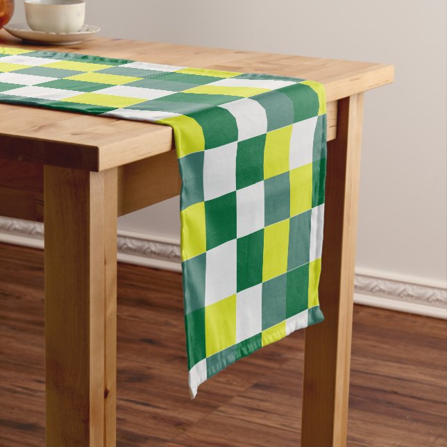 Green Tartan Checkered  Short Table Runner (In Situ)
