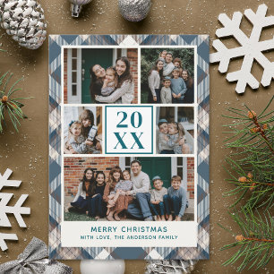 Green Tartan Christmas Photo Card – Custom Family