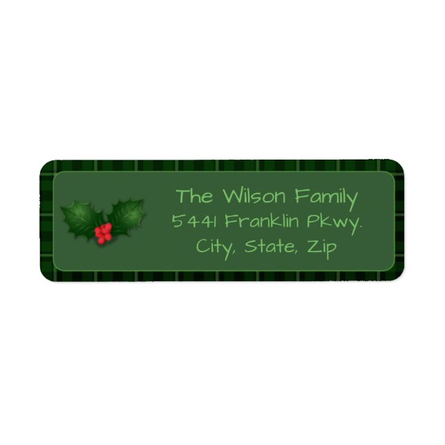 Green Tartan Holly Label (Front)