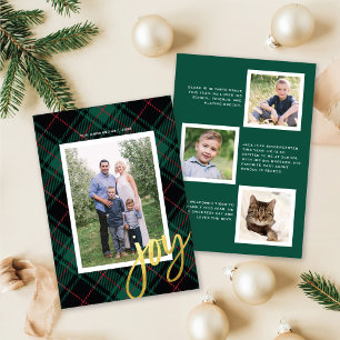 Green Tartan + Modern Calligraphy Holiday Photo Card
