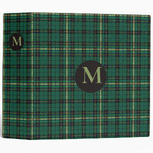 Green Tartan Monogram 3 Ring Binder