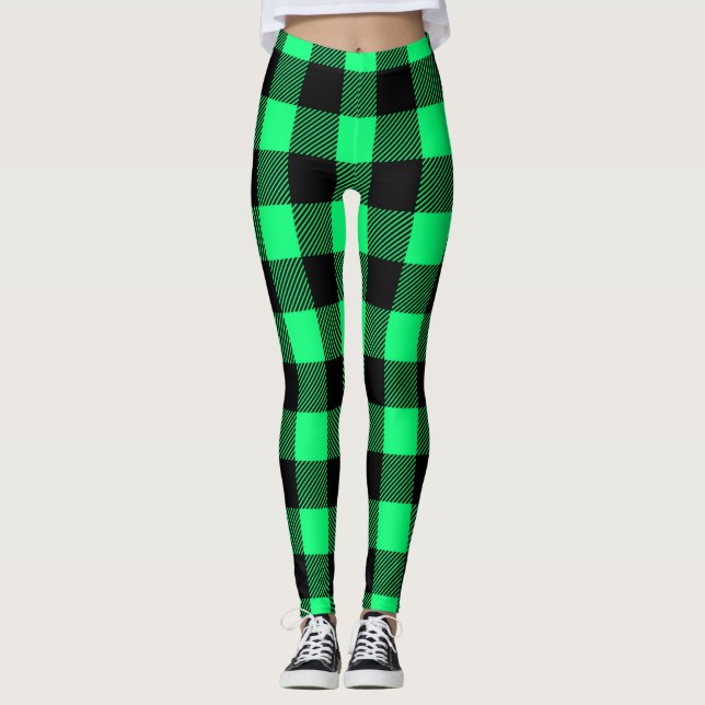 Green Tartan Pattern Leggings (Front)