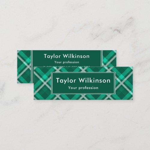 Green Tartan Pattern Mini Business Card