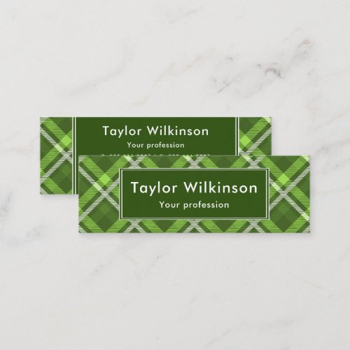 Green Tartan Pattern Mini Business Card
