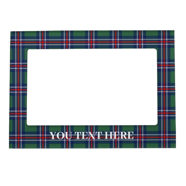 Green tartan pattern personalized magnetic frame (Front)