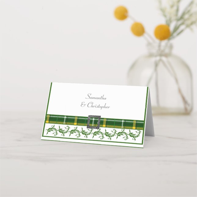 Green tartan place card (Front)