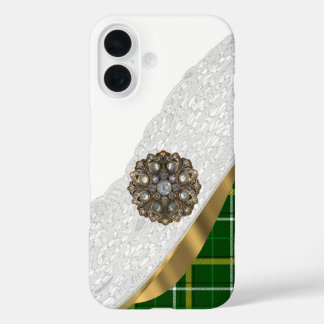 Green tartan plaid iPhone 16 case