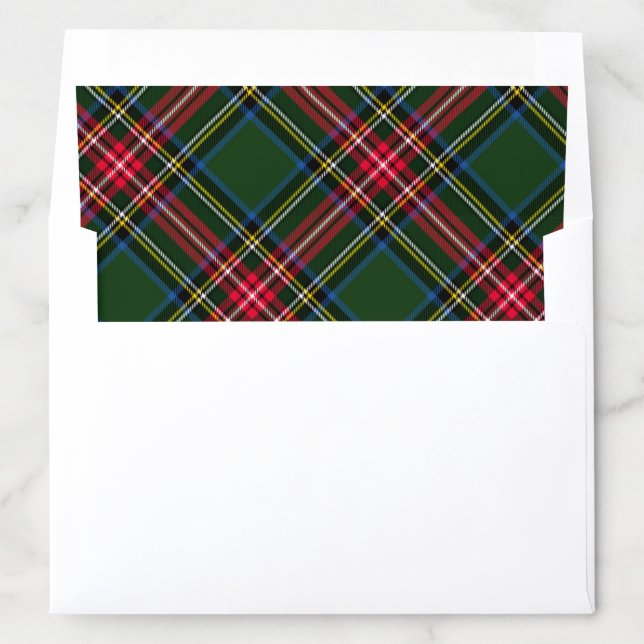 Green Tartan Plaid Christmas Bear Baby Shower Envelope Liner (In Envelope)