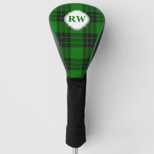 Green Tartan Plaid Monogram Golf Head Cover