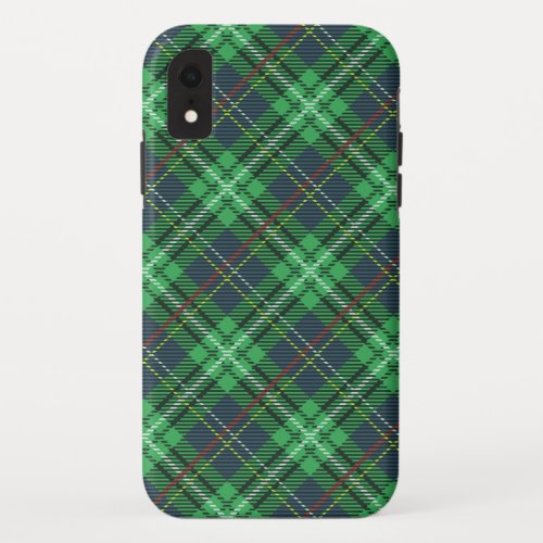 Green tartan plaid pattern iPhone XR case